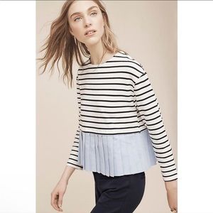 NEW DELETTA ANTHROPOLOGIE WYLIE STRIPED EATED TOP M